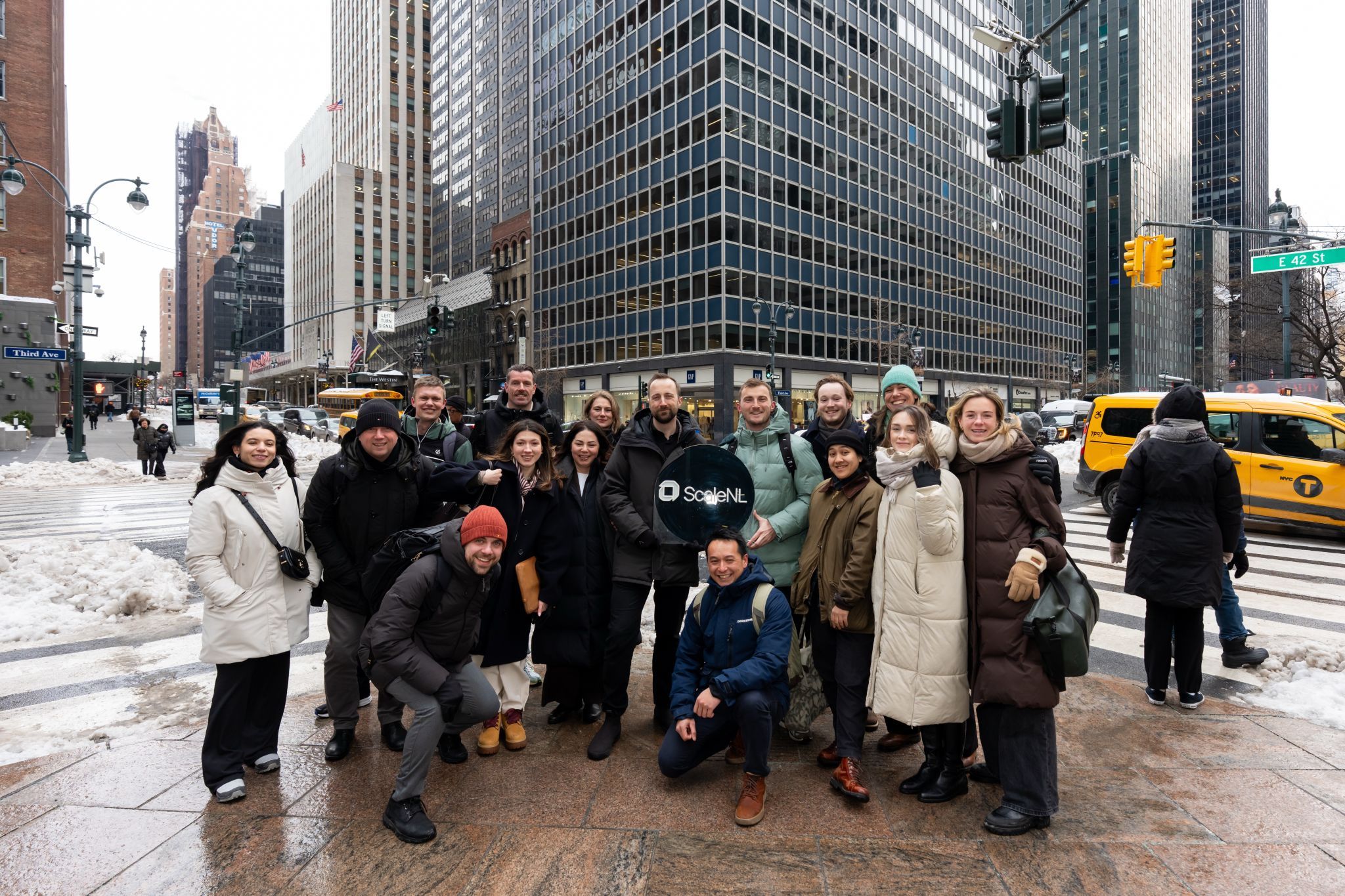 ScaleNL group of founders on the New York city street with snow